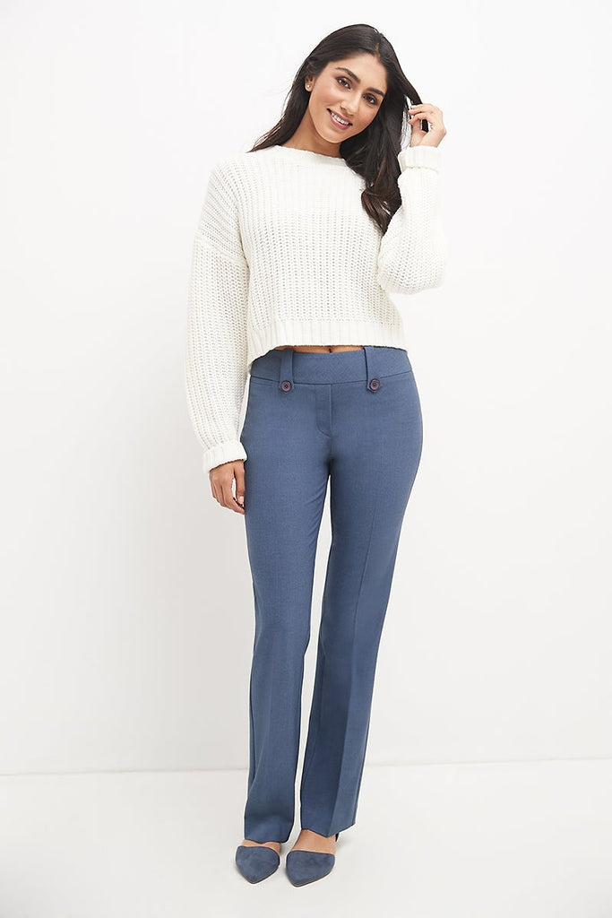 Pull-on Bootcut Trousers with Belt Loops & Tummy Control